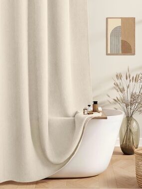 Minimalist Cream Shower Curtain - Neutral Bath Fabric